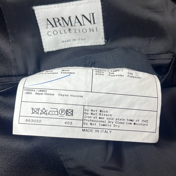 Armani Collezioni Men Wool Tuxedo Blazer 44R  Black Single Breasted Satin Lapel - Picture 9 of 11